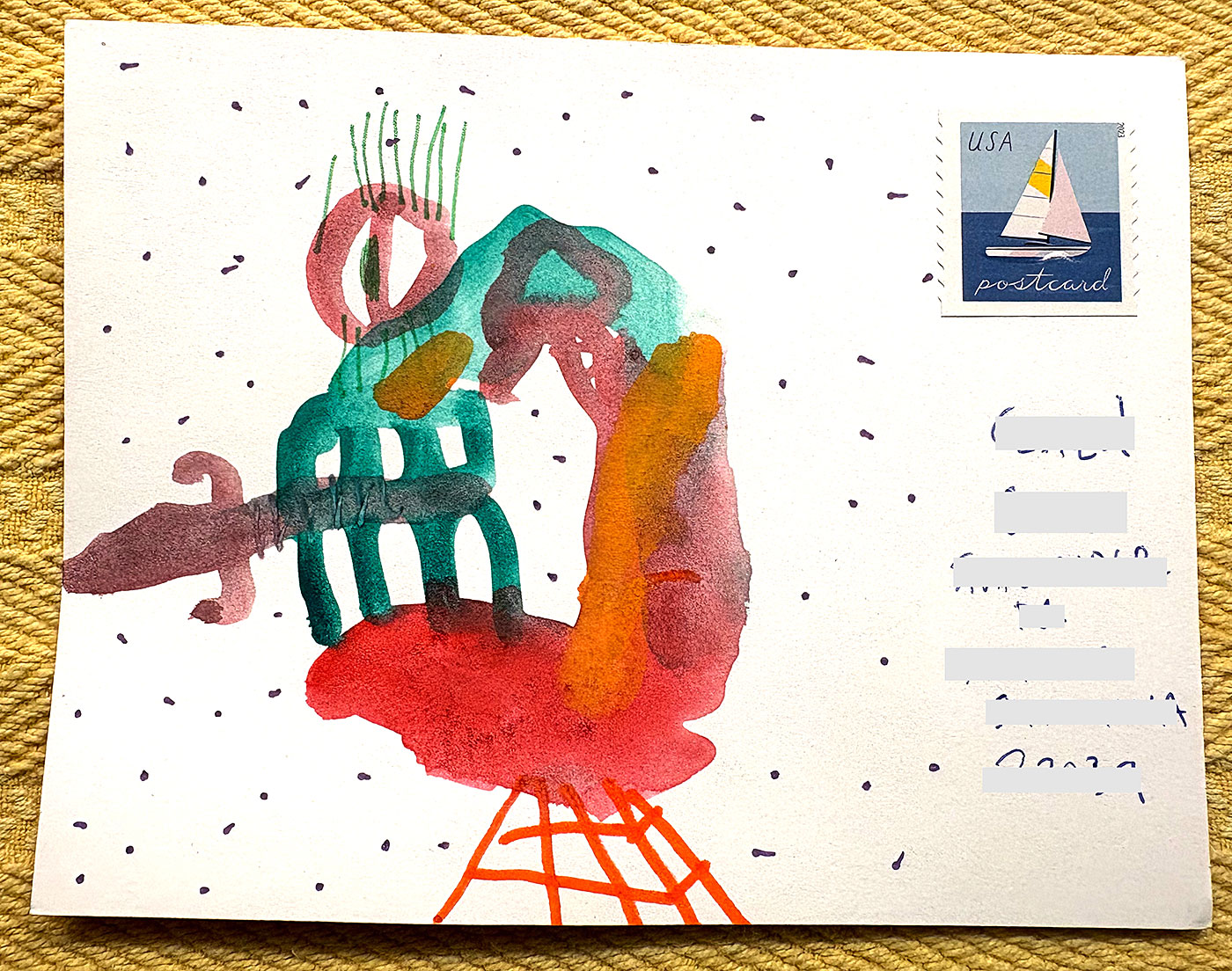 Postcard drawing sent to send cheer