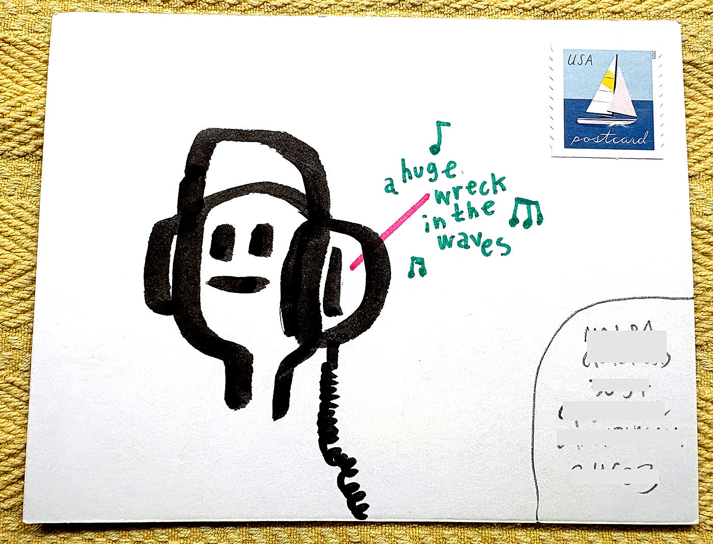 Postcard drawing sent to send cheer