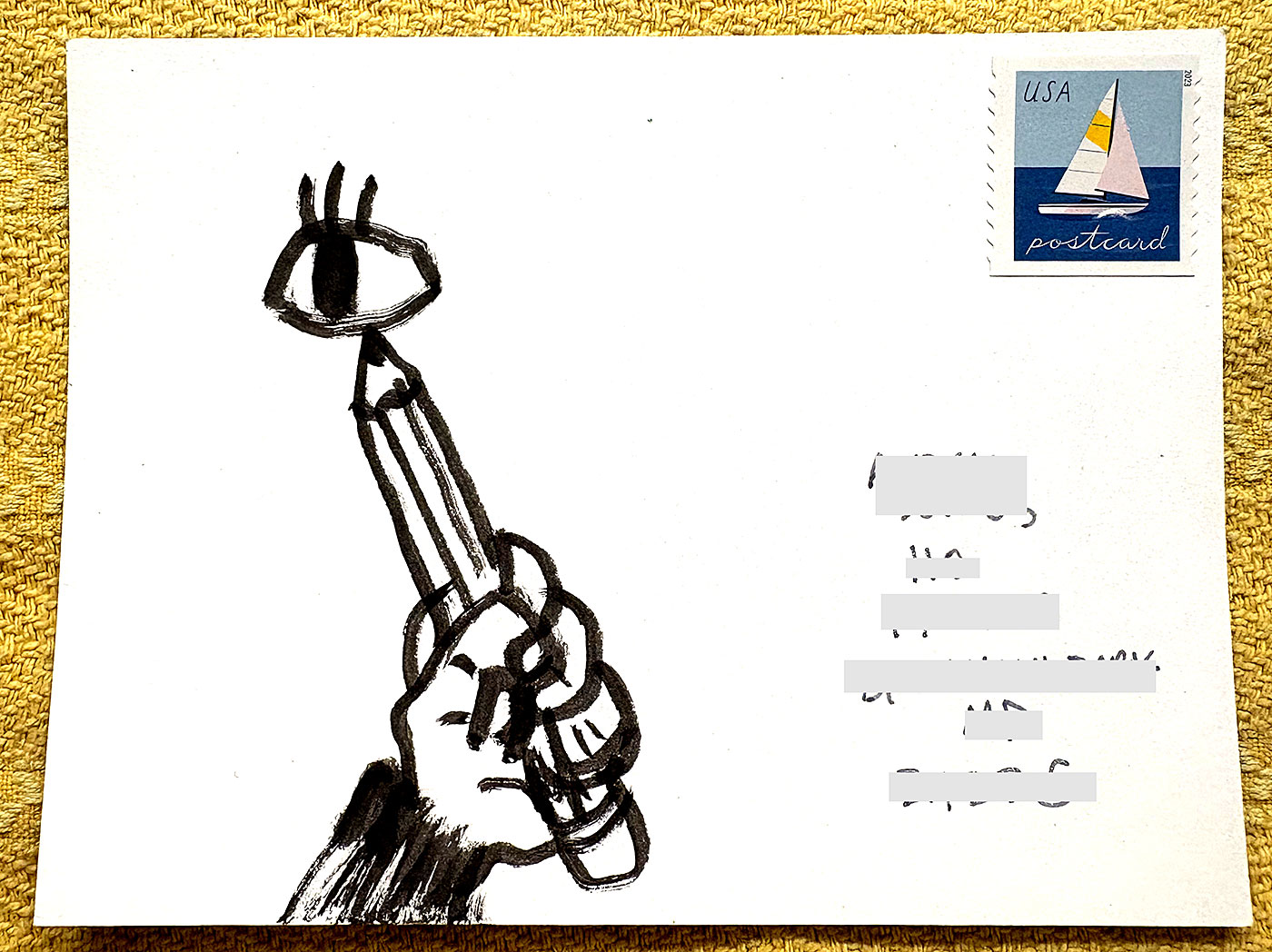 Postcard drawing sent to send cheer