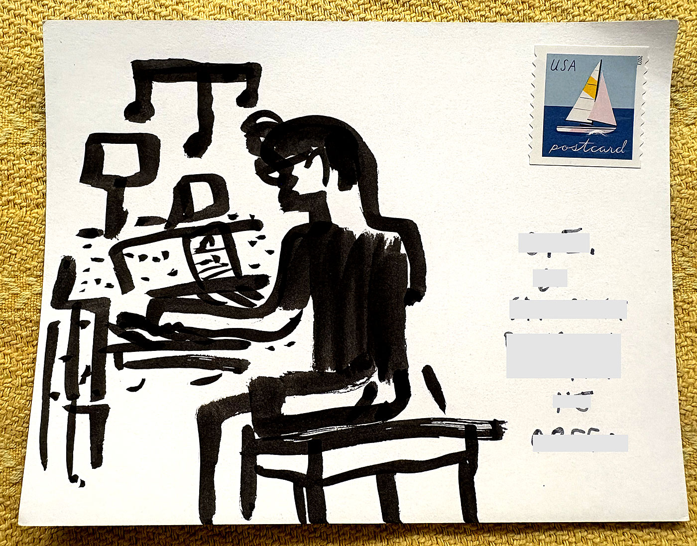 Postcard drawing sent to send cheer