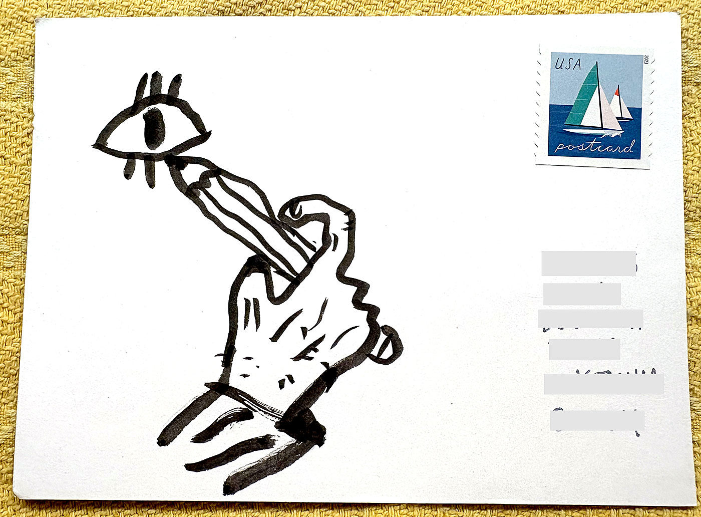 Postcard drawing sent to send cheer