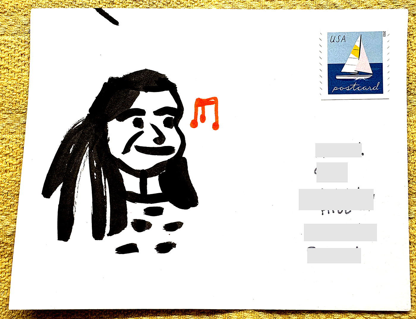 Postcard drawing sent to send cheer