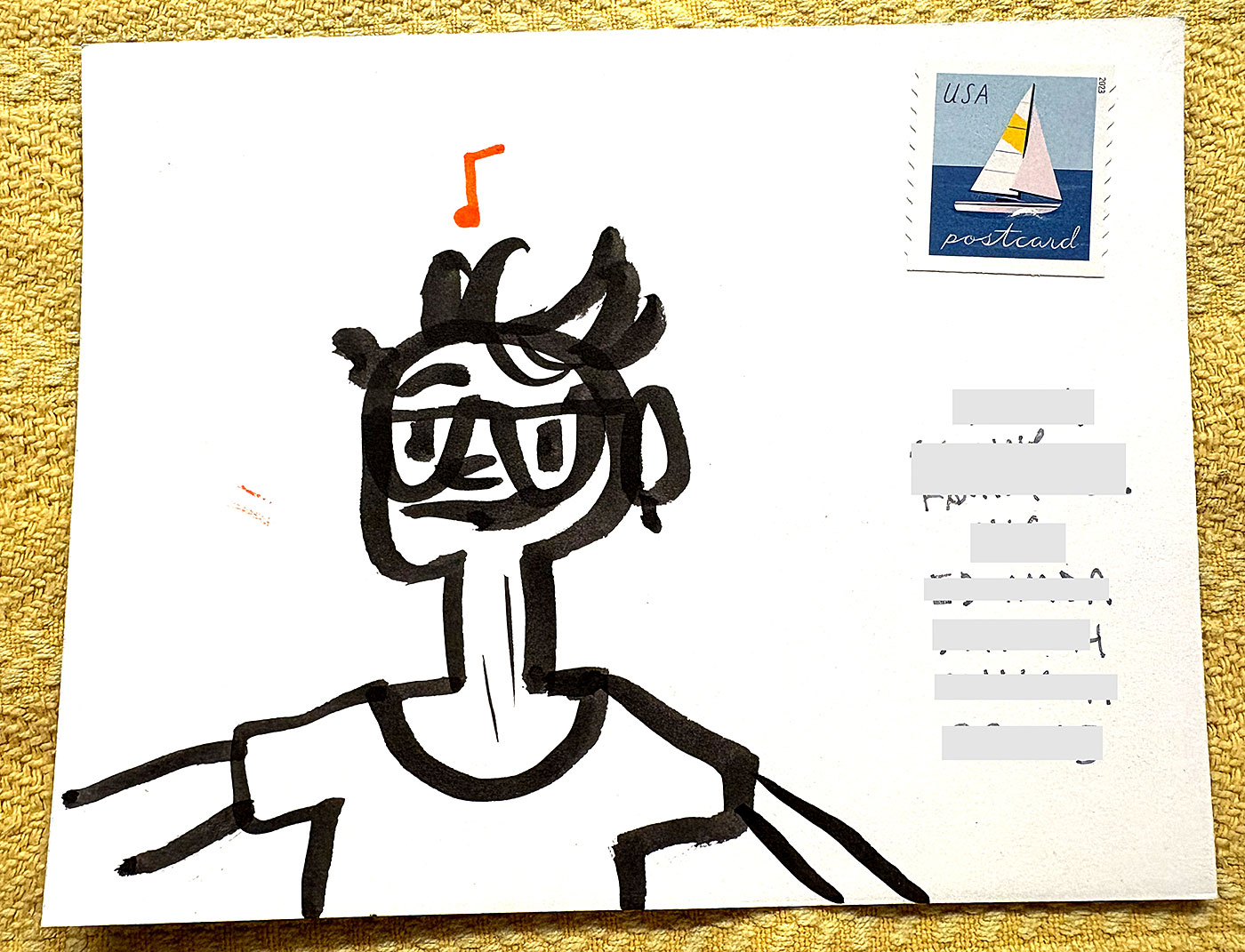 Postcard drawing sent to send cheer