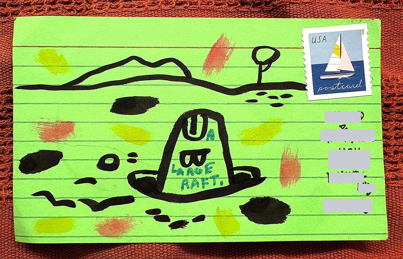 Postcard drawing sent to send cheer