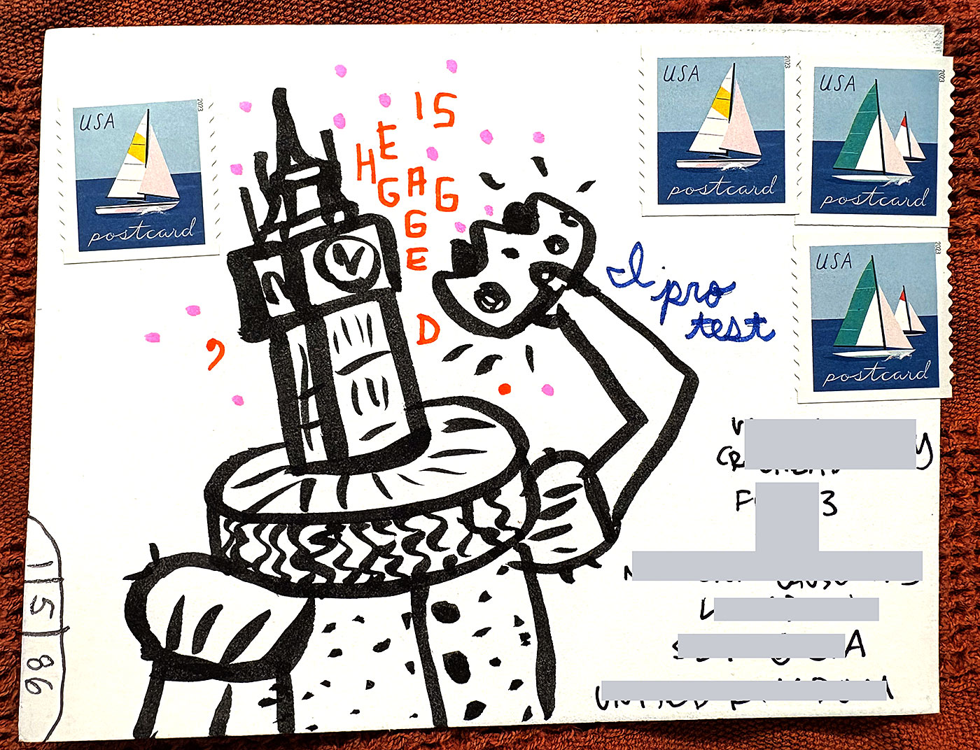 Postcard drawing sent to send cheer