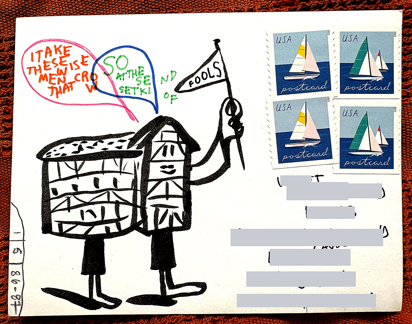 Postcard drawing sent to send cheer
