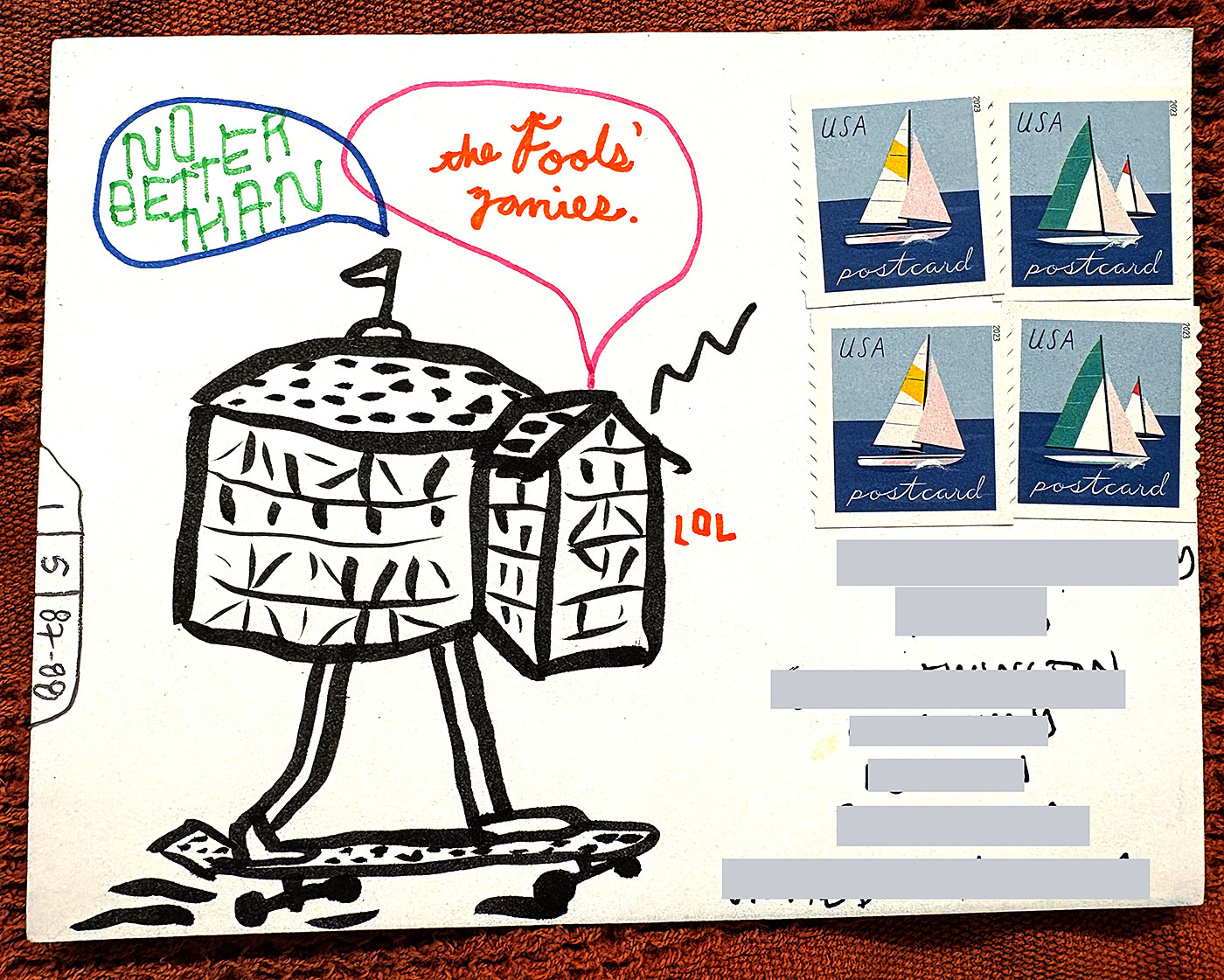 Postcard drawing sent to send cheer