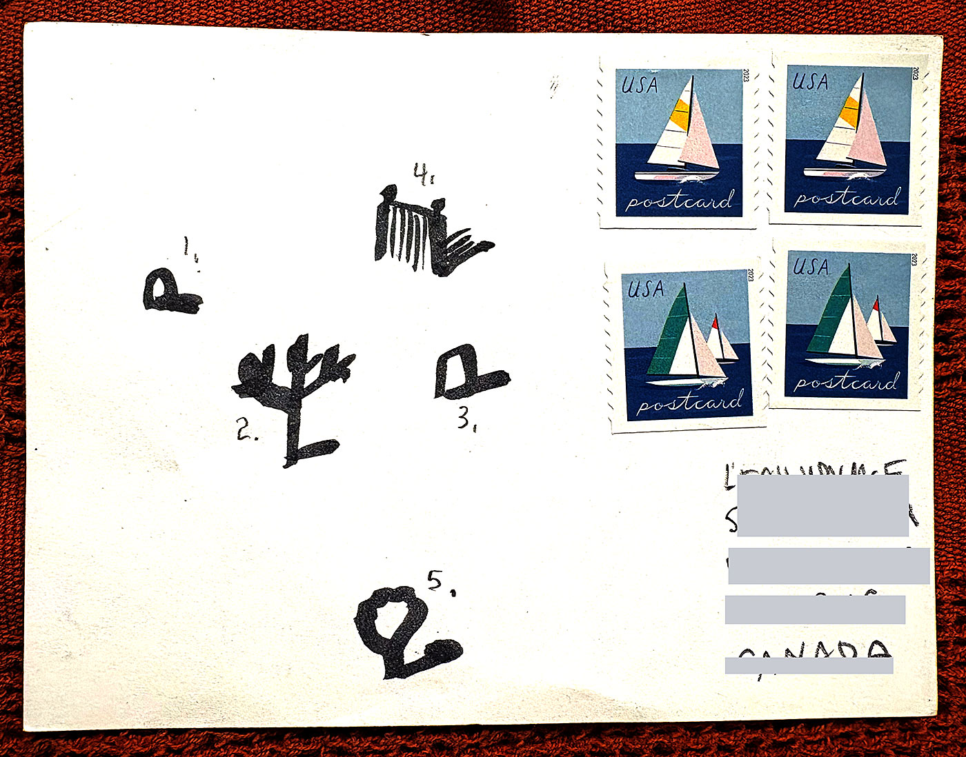 Postcard drawing sent to send cheer