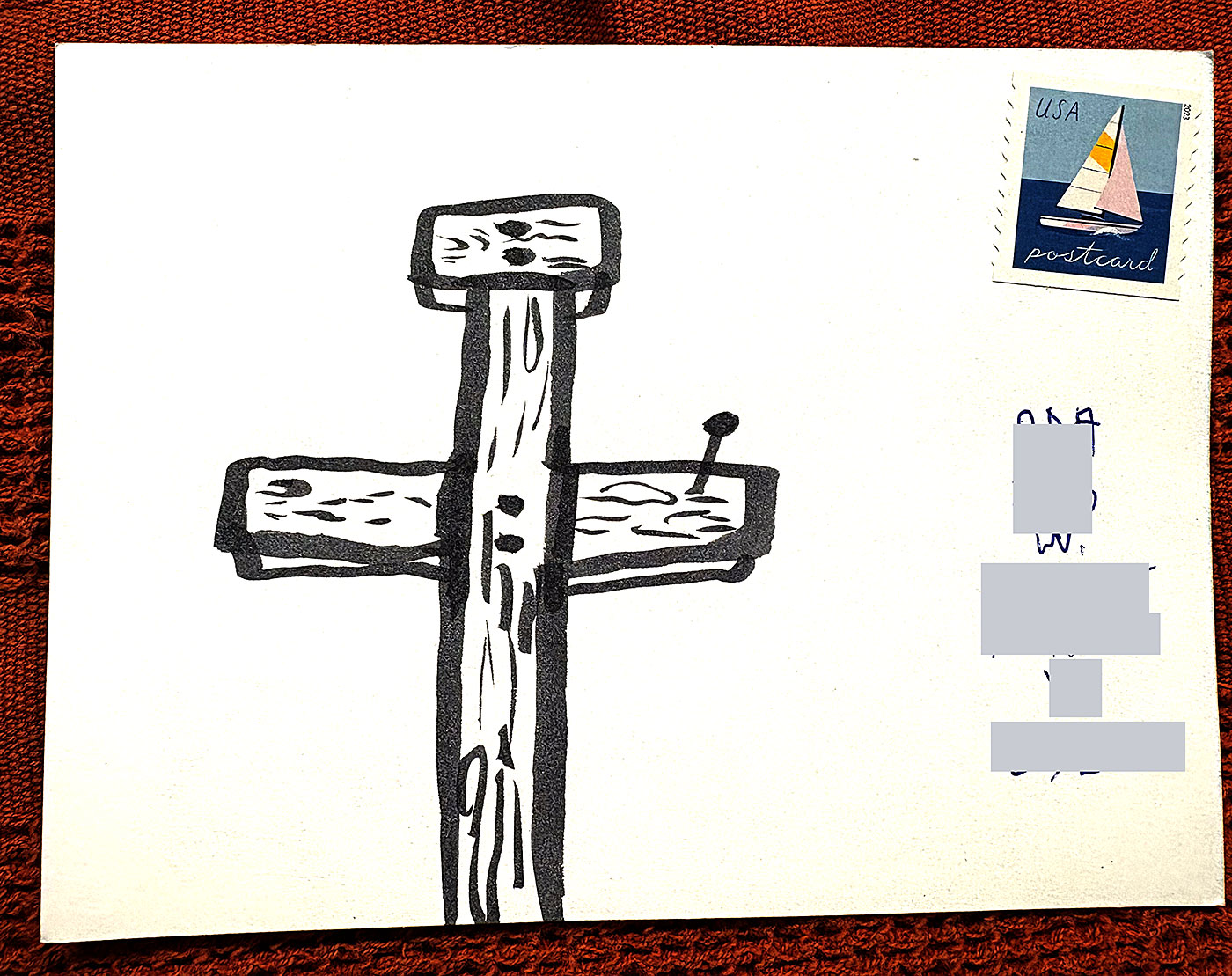 Postcard drawing sent to send cheer