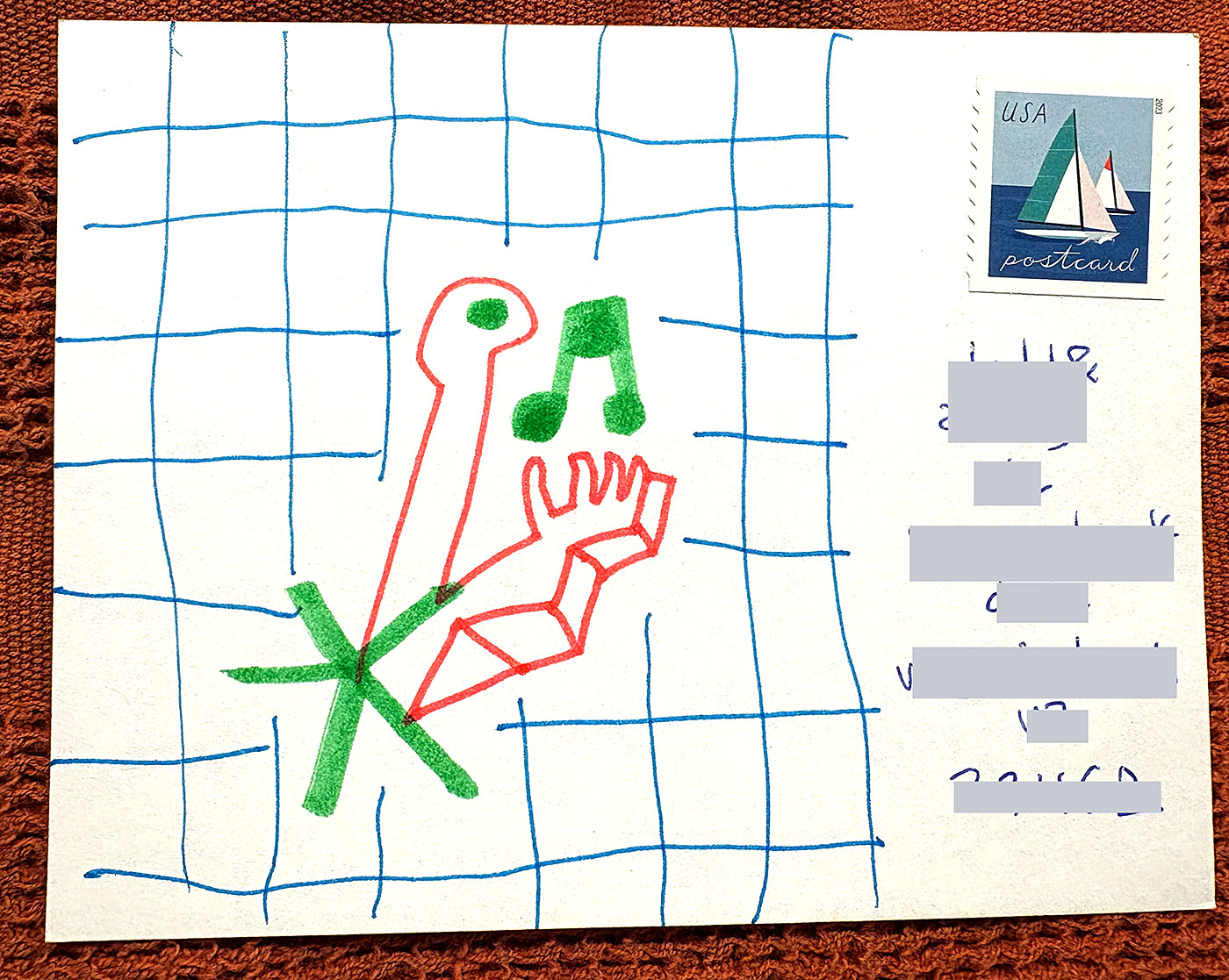 Postcard drawing sent to send cheer
