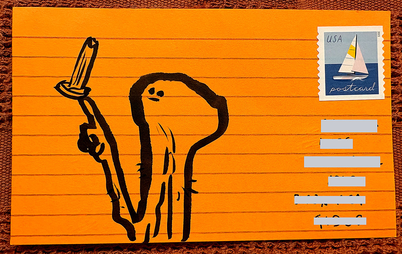 Postcard drawing sent to send cheer