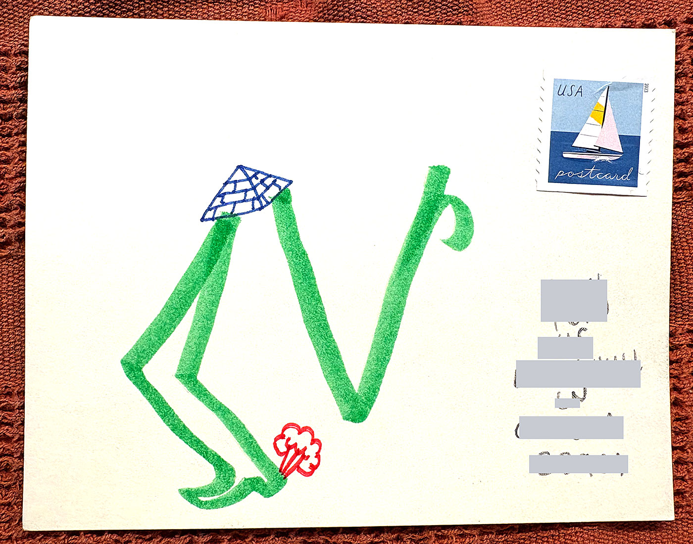 Postcard drawing sent to send cheer