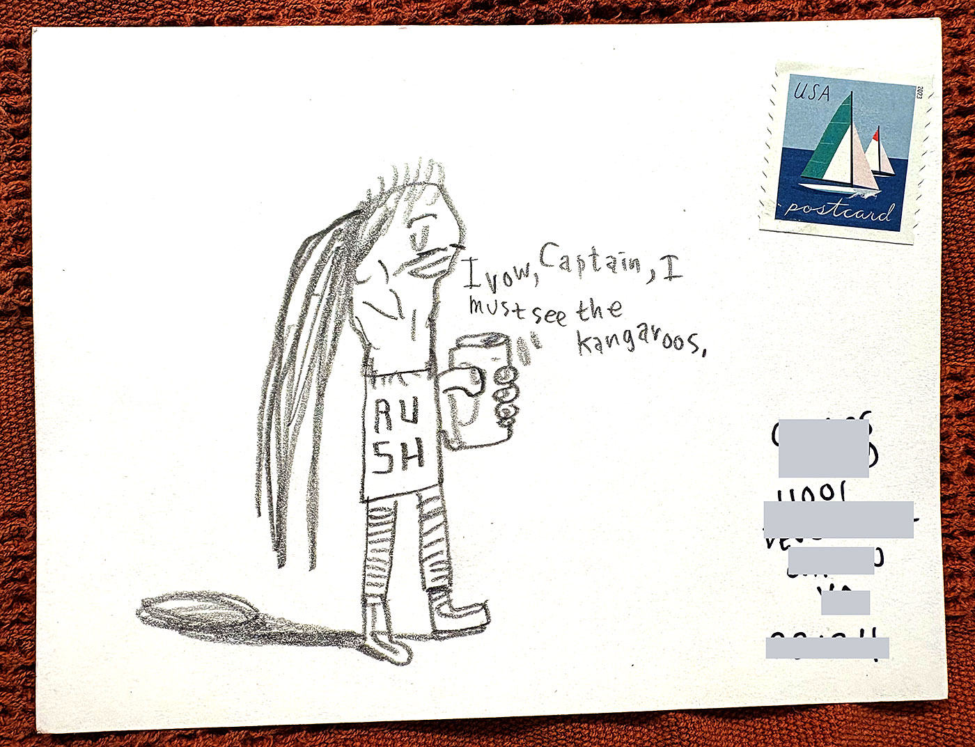 Postcard drawing sent to send cheer