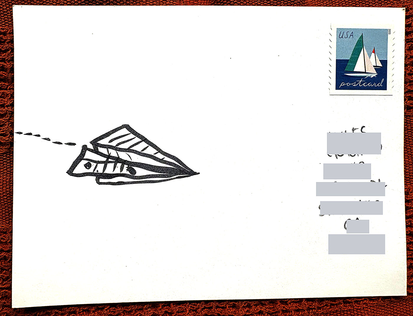 Postcard drawing sent to send cheer