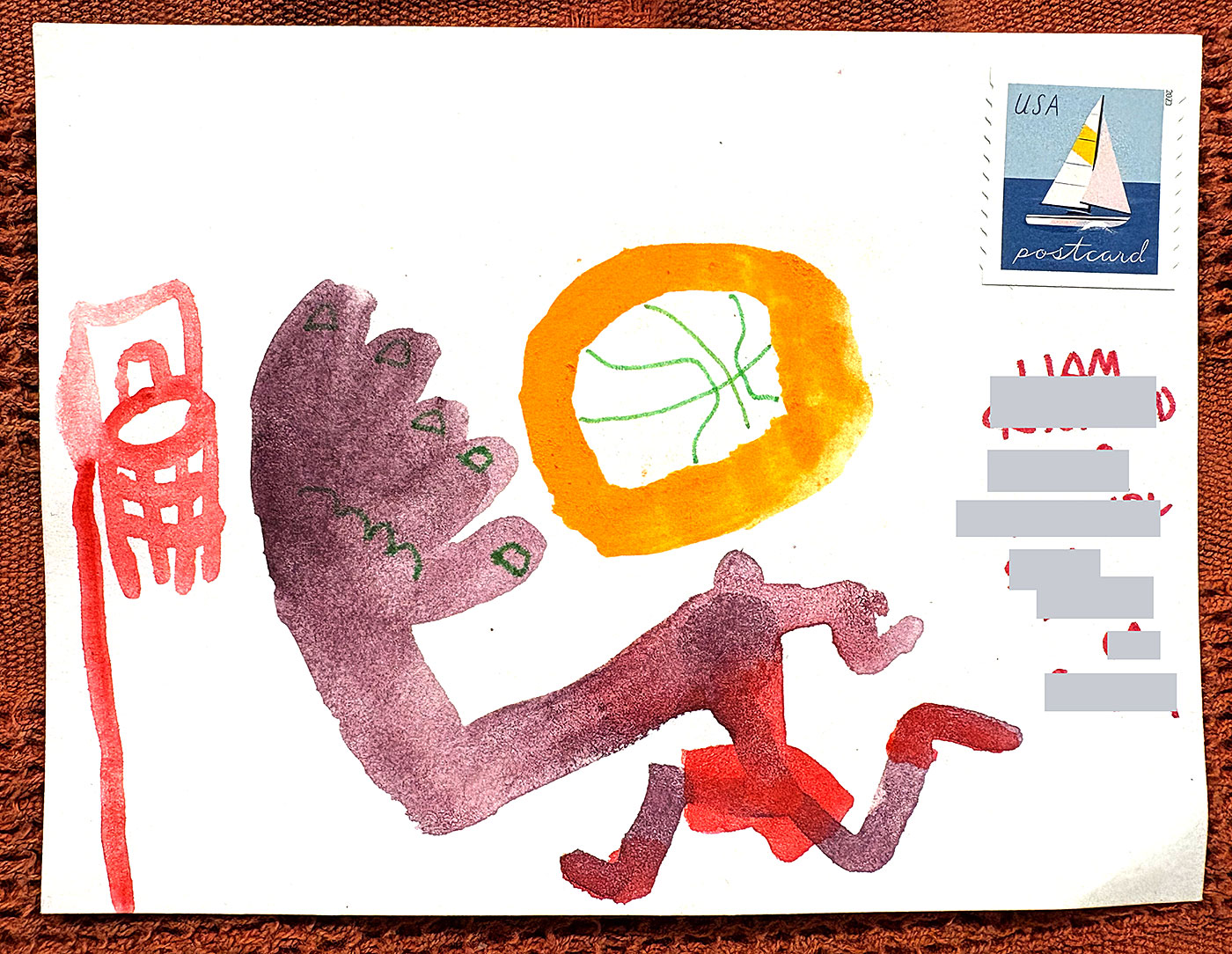 Postcard drawing sent to send cheer