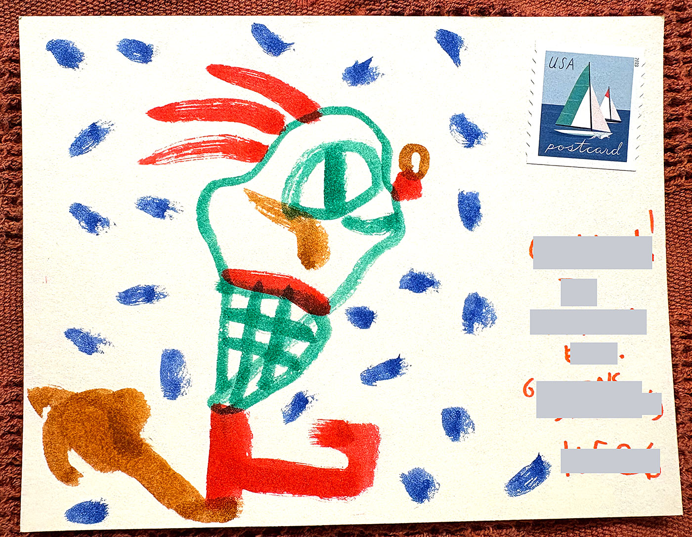 Postcard drawing sent to send cheer