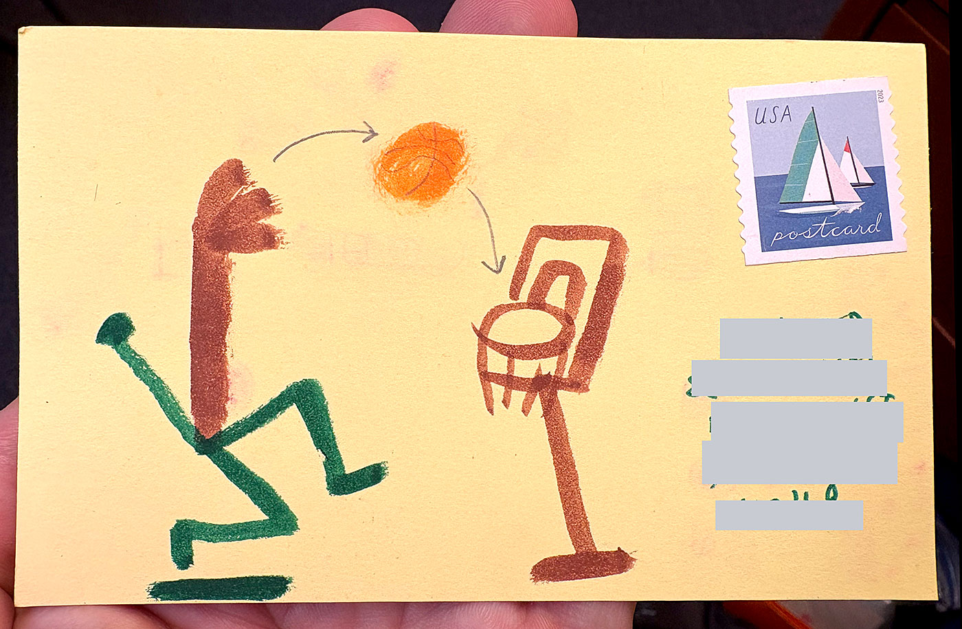 Postcard drawing sent to send cheer