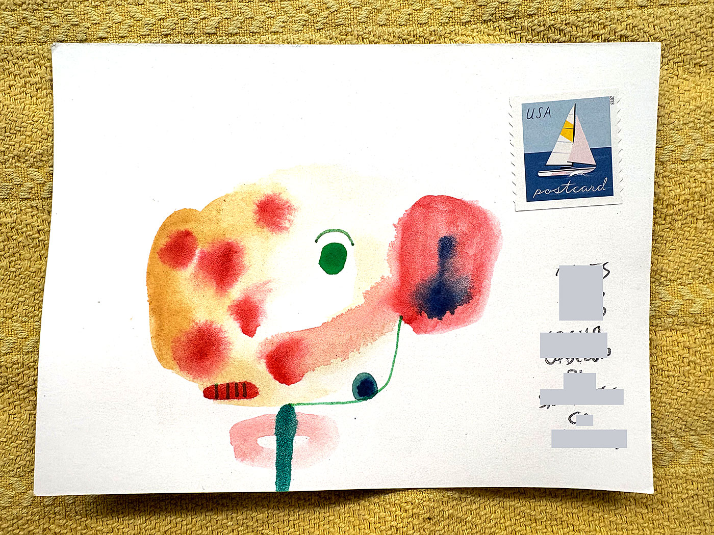 Postcard drawing sent to send cheer