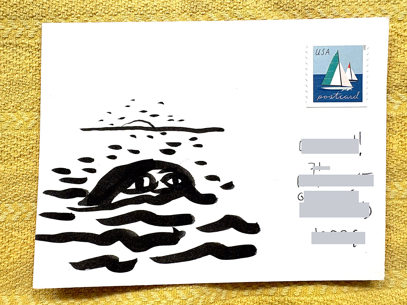 Postcard drawing sent to send cheer