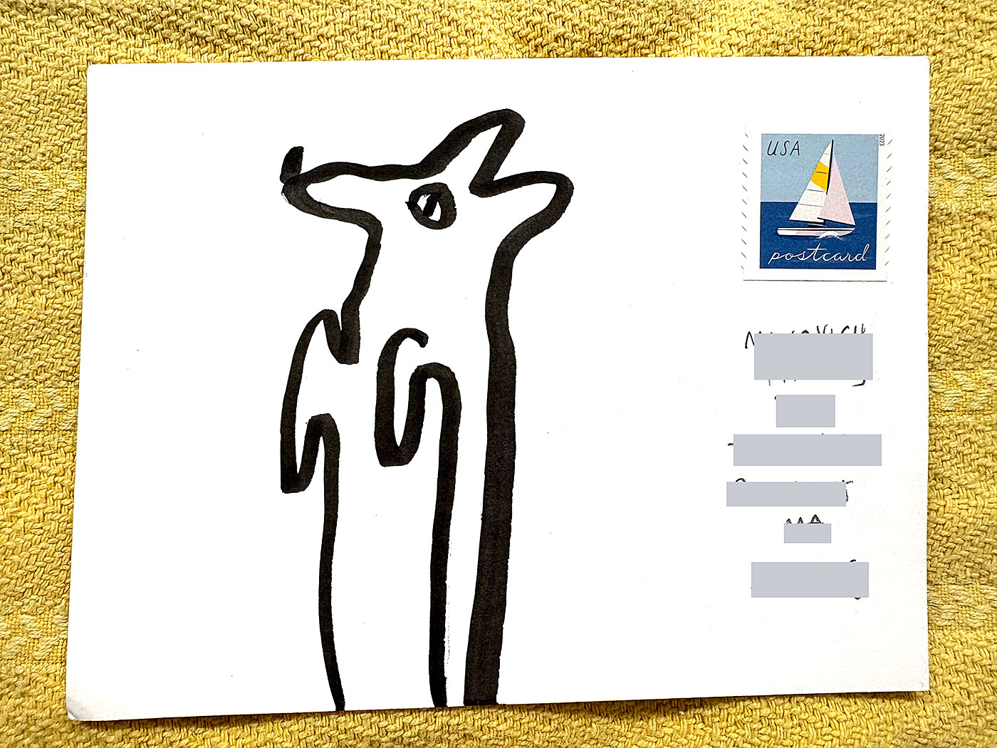 Postcard drawing sent to send cheer