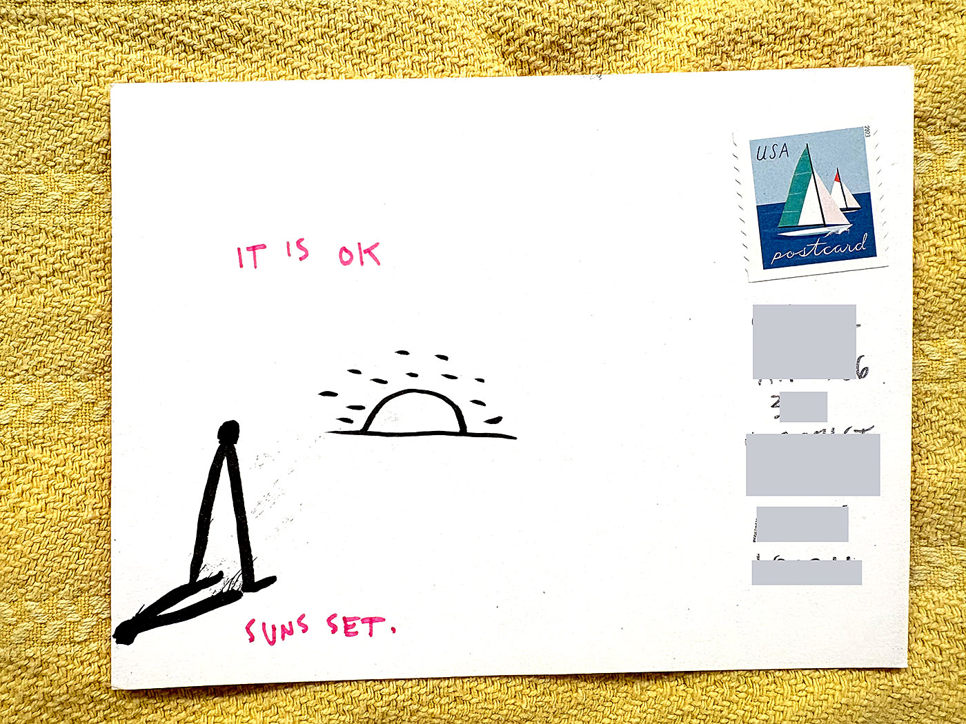 Postcard drawing sent to send cheer
