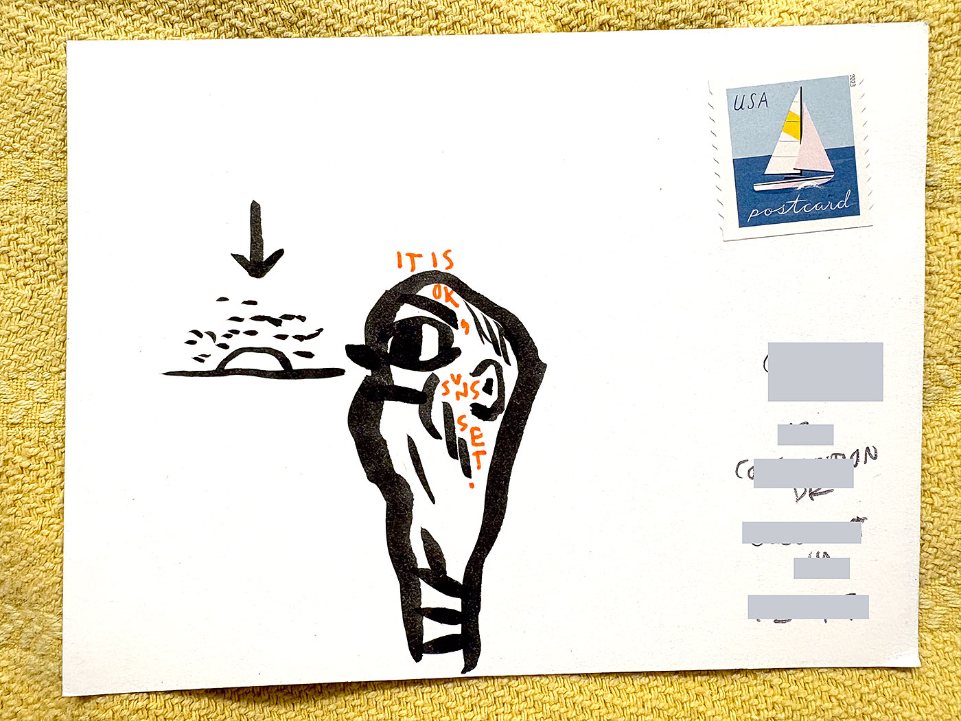 Postcard drawing sent to send cheer