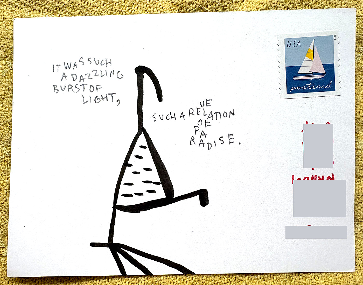 Postcard drawing sent to send cheer
