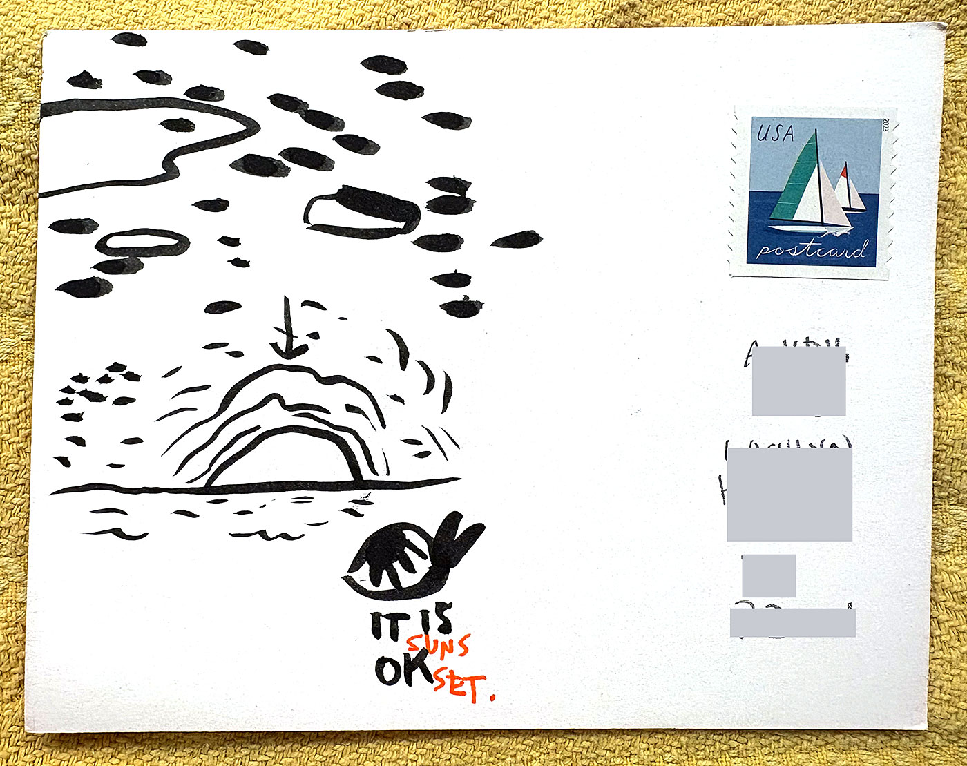 Postcard drawing sent to send cheer