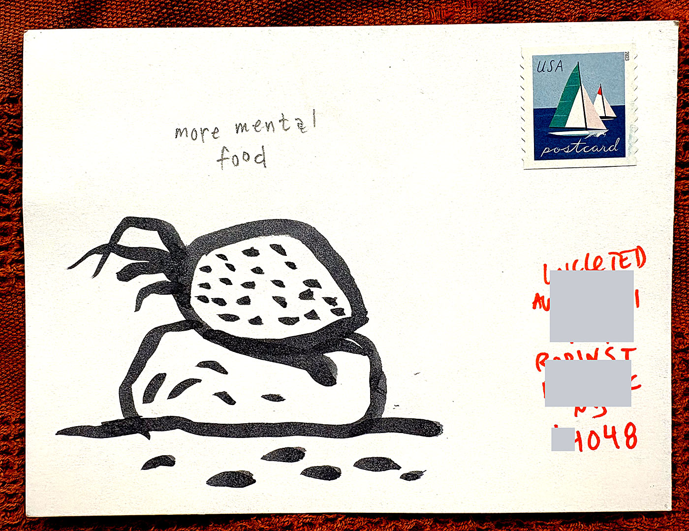 Postcard drawing sent to send cheer