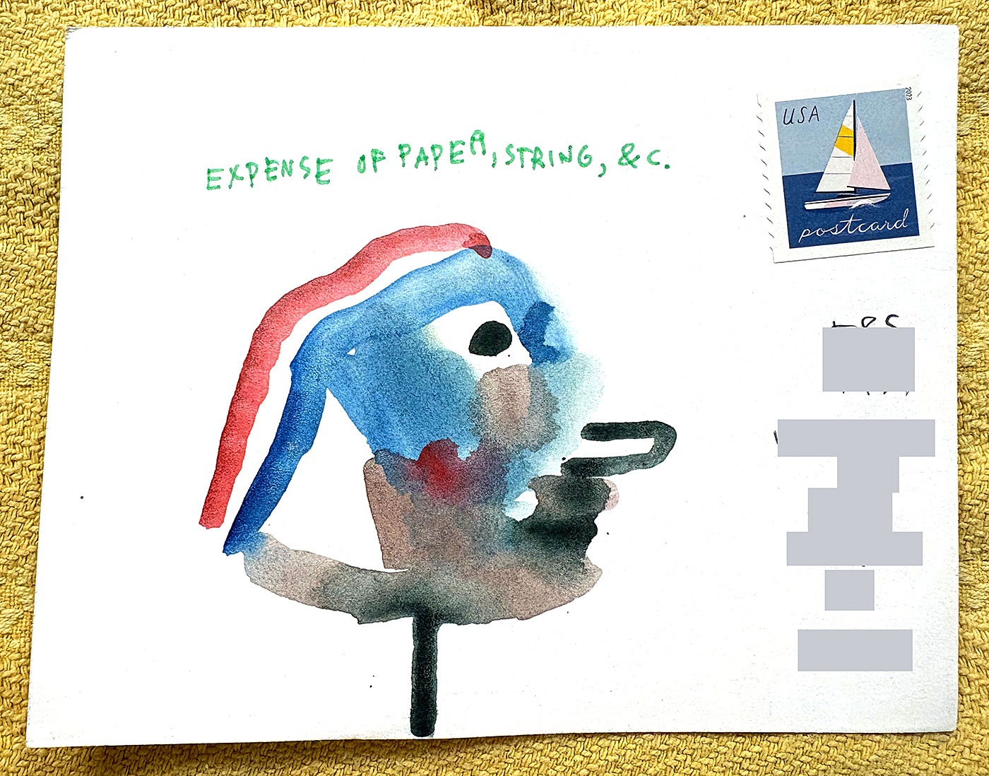 Postcard drawing sent to send cheer