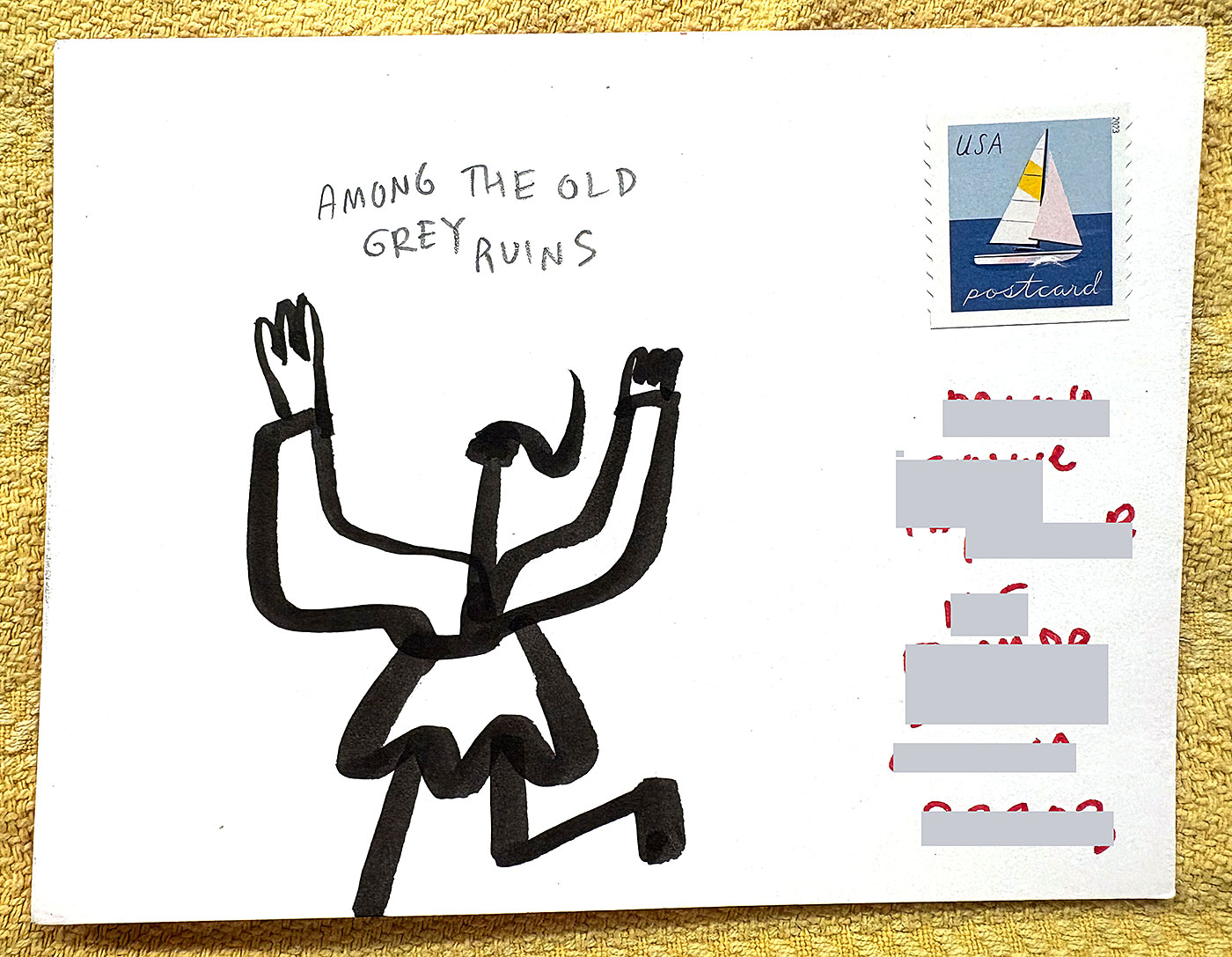 Postcard drawing sent to send cheer