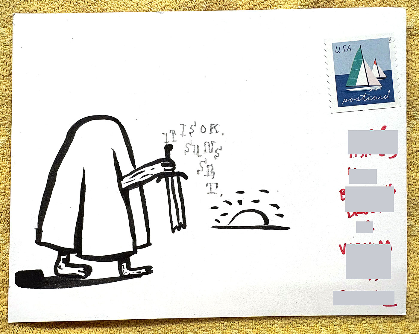 Postcard drawing sent to send cheer