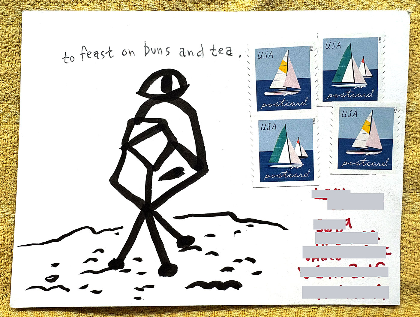 Postcard drawing sent to send cheer