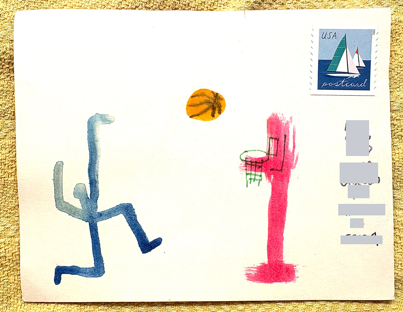 Postcard drawing sent to send cheer