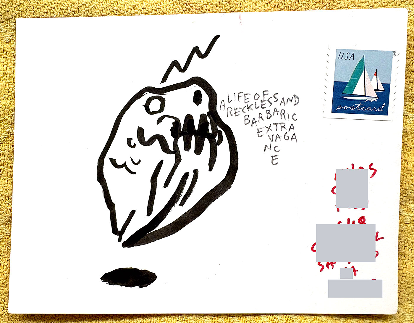 Postcard drawing sent to send cheer