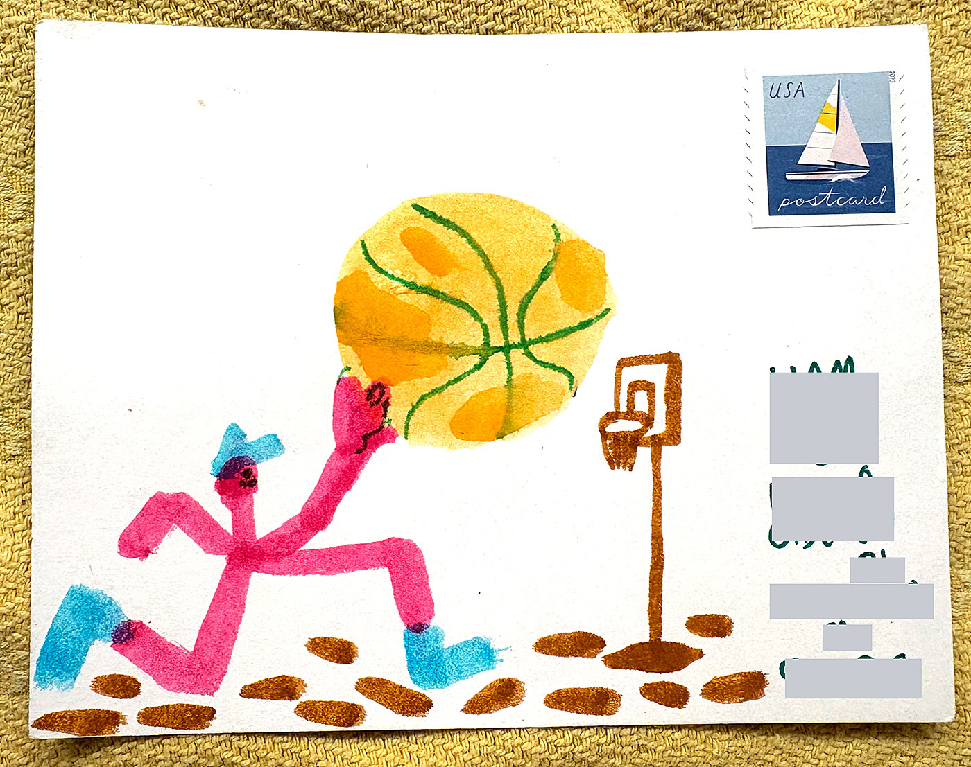 Postcard drawing sent to send cheer