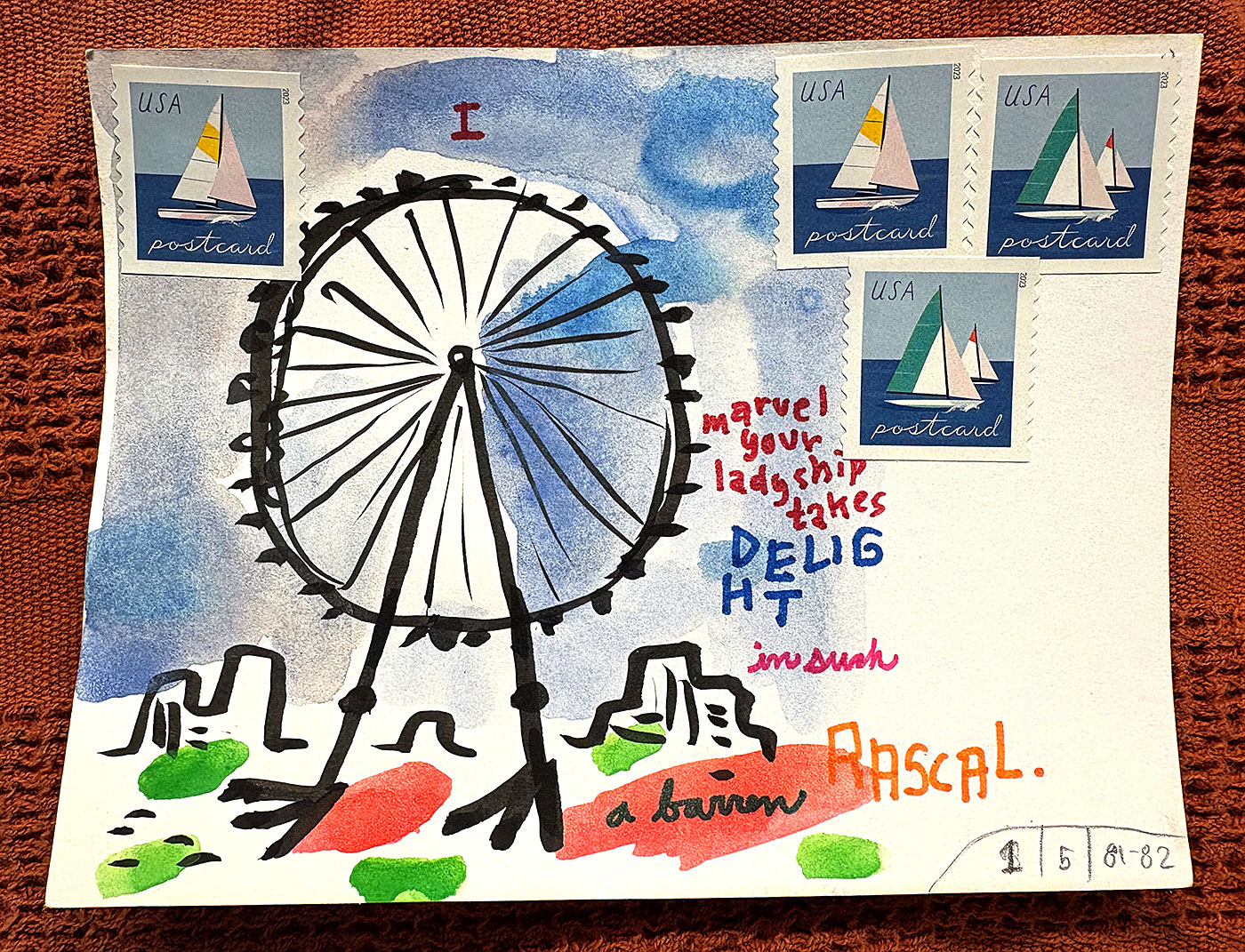 Postcard drawing sent to send cheer