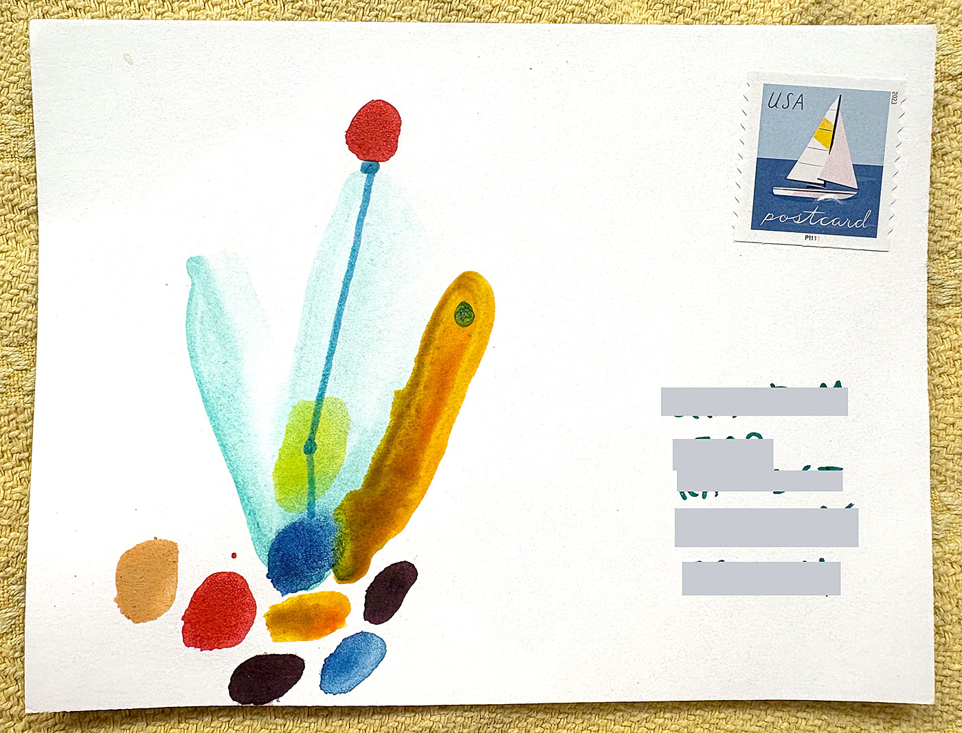 Postcard drawing sent to send cheer