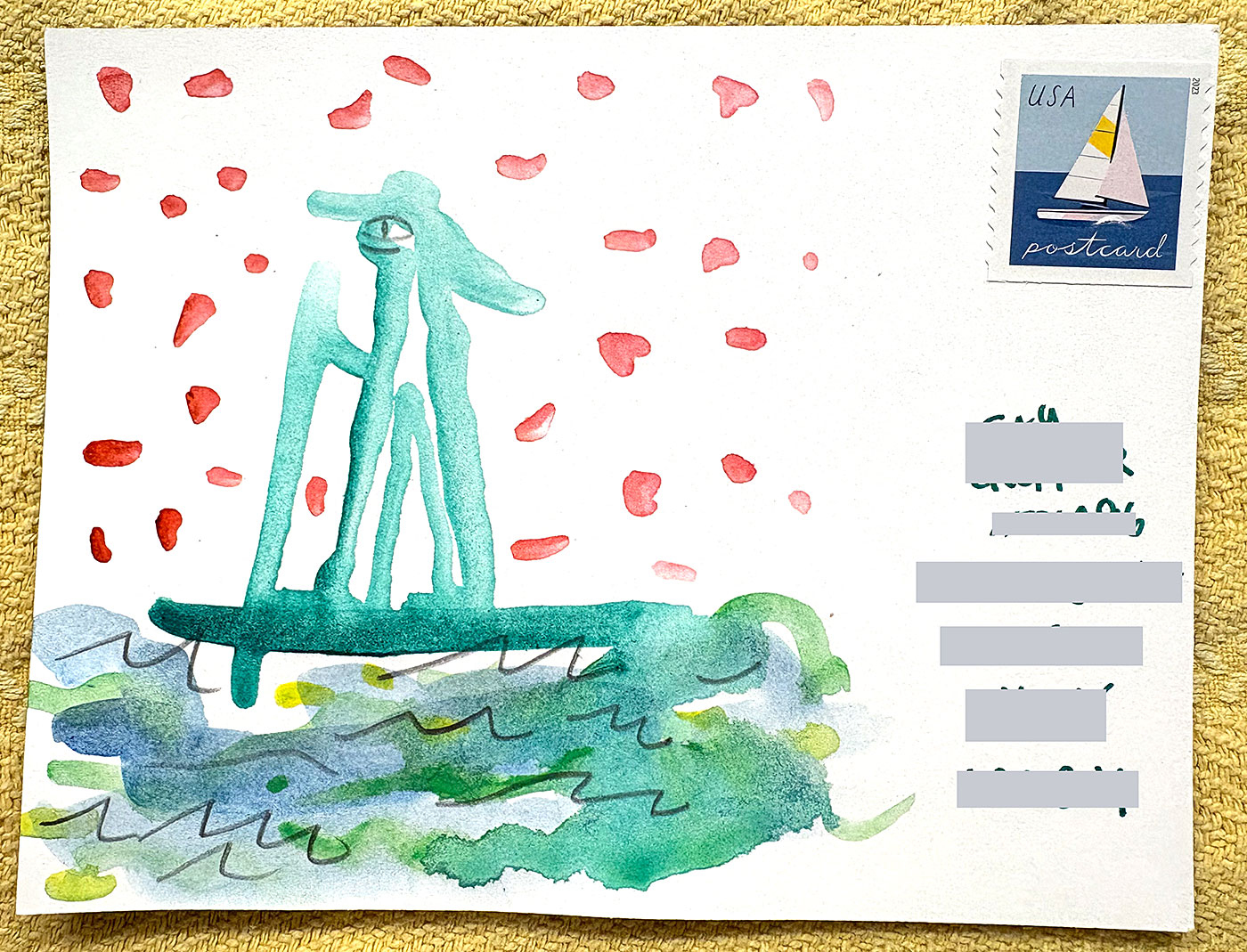 Postcard drawing sent to send cheer