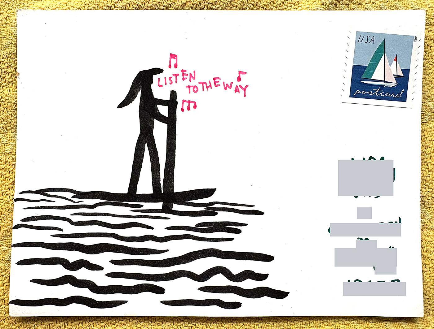 Postcard drawing sent to send cheer
