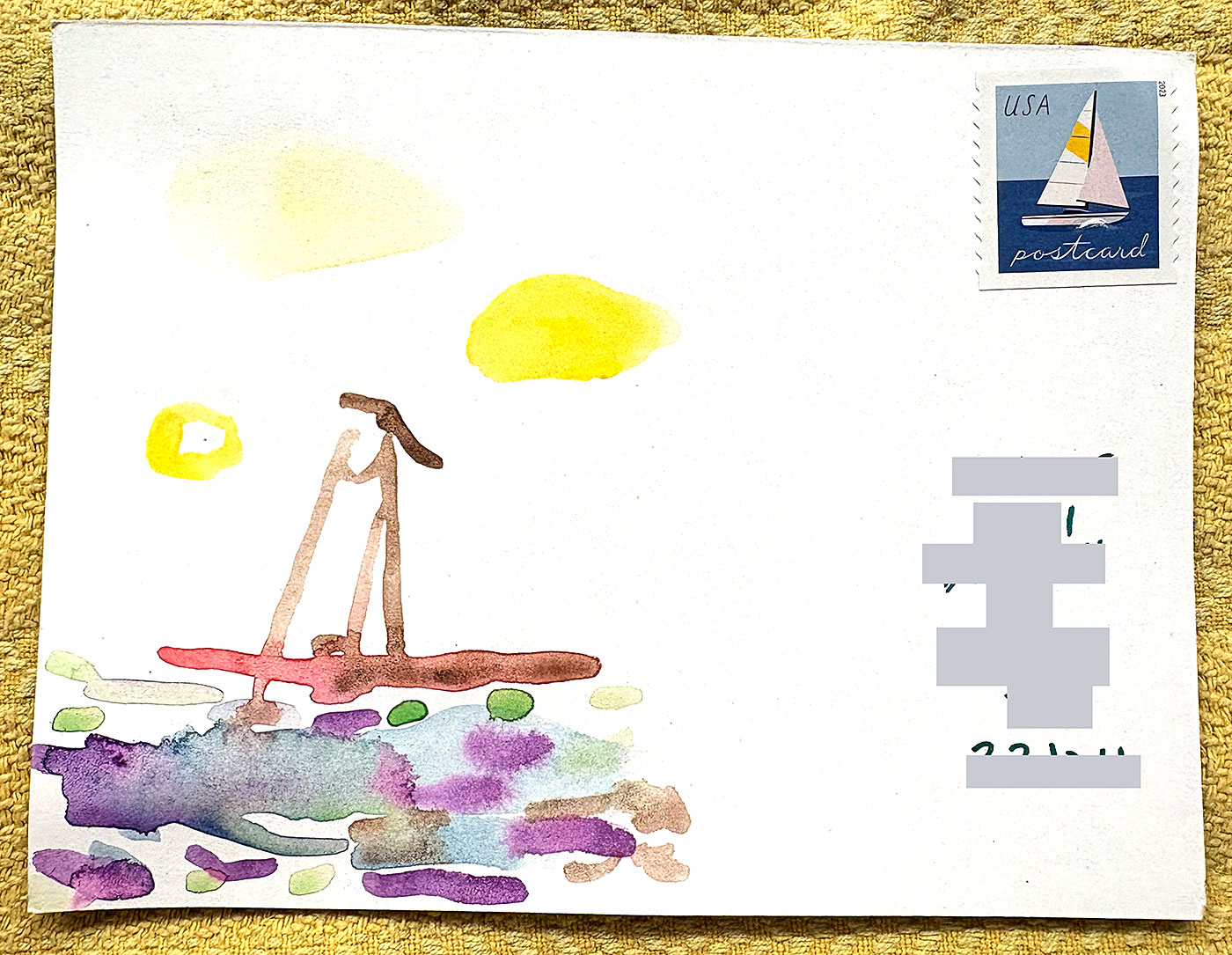 Postcard drawing sent to send cheer