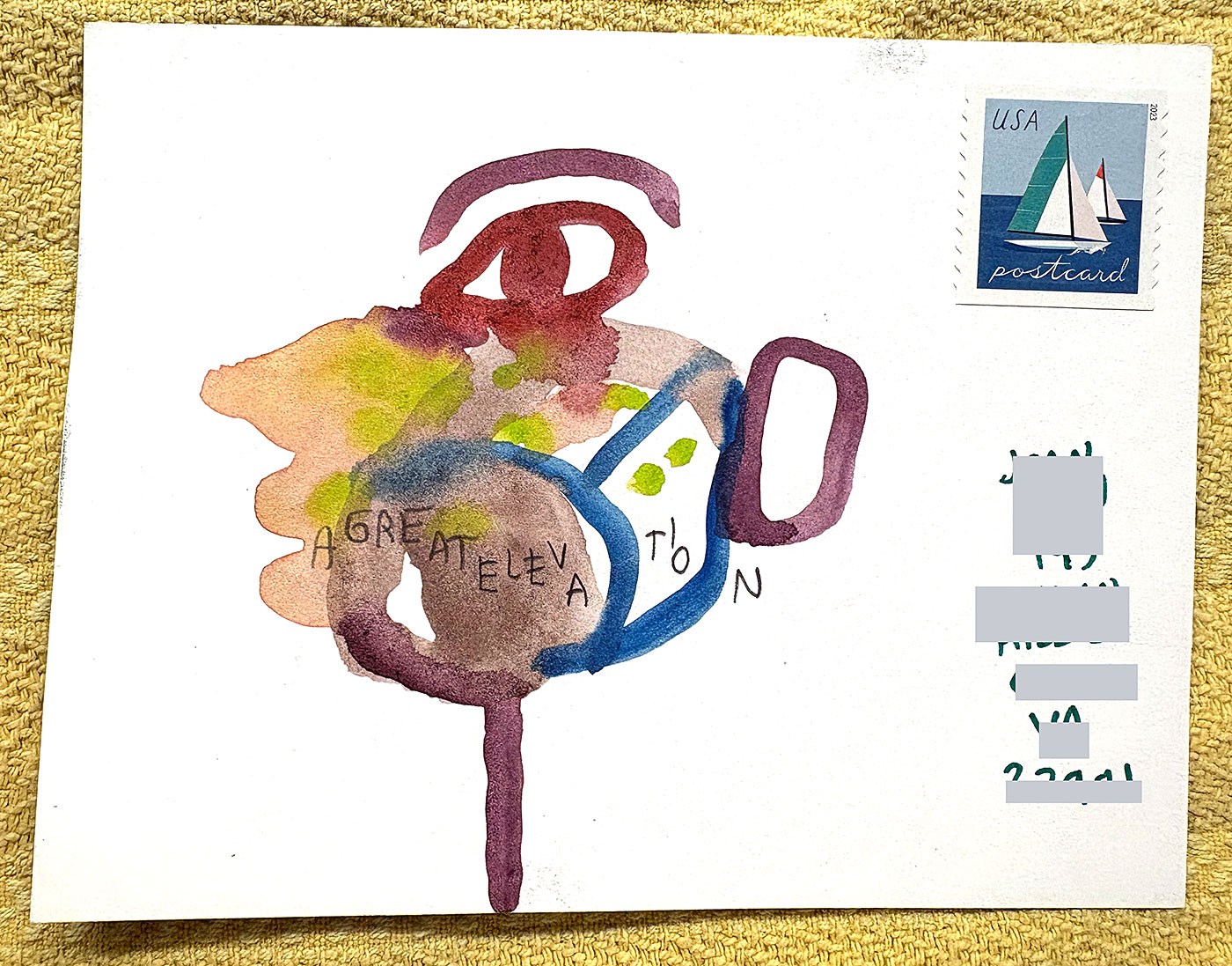 Postcard drawing sent to send cheer