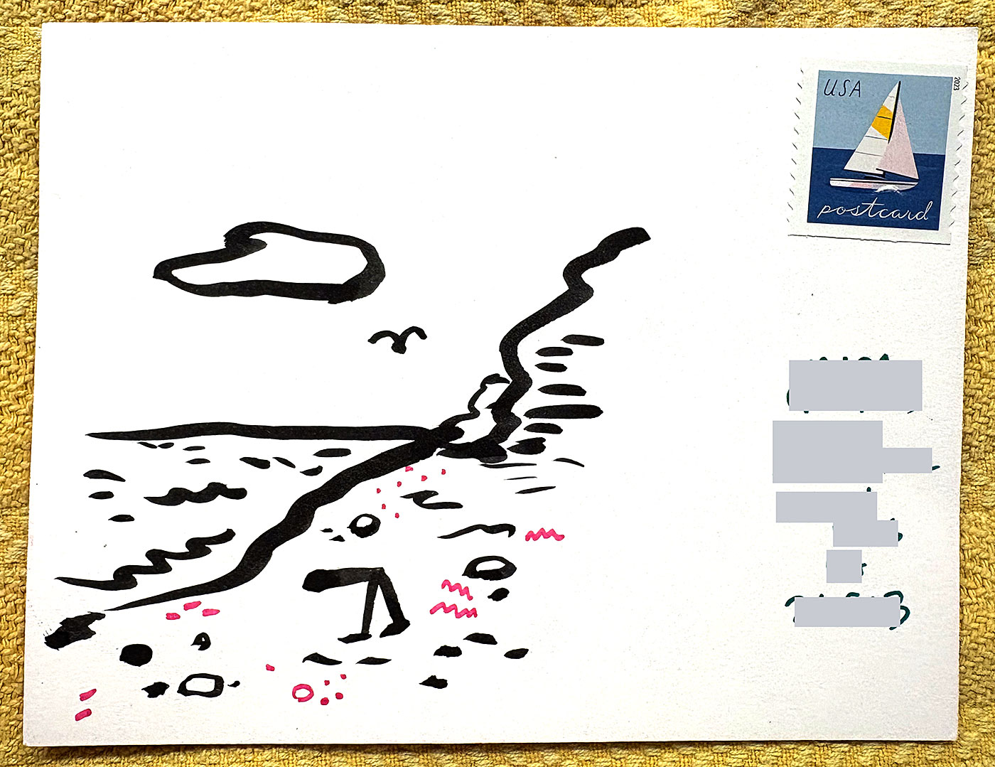 Postcard drawing sent to send cheer