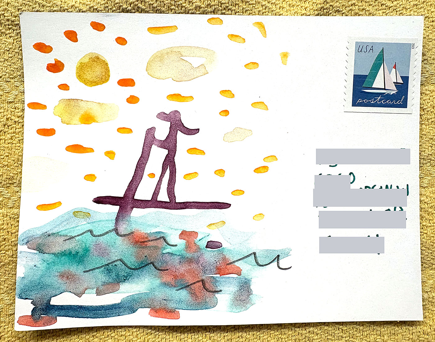 Postcard drawing sent to send cheer