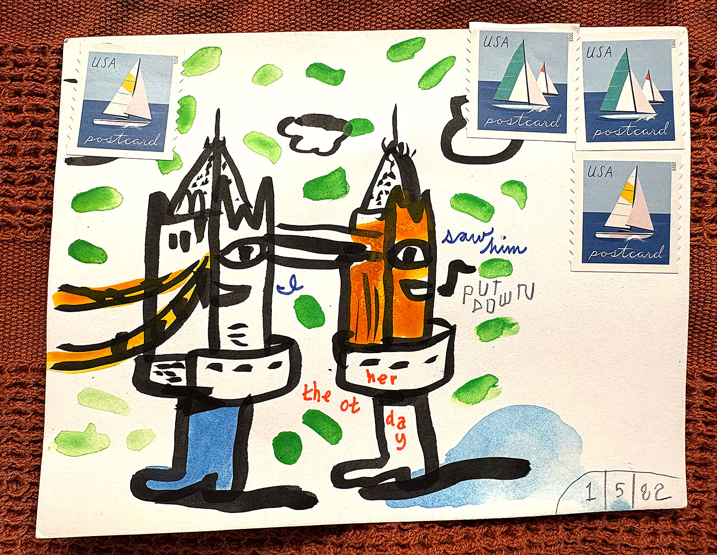 Postcard drawing sent to send cheer