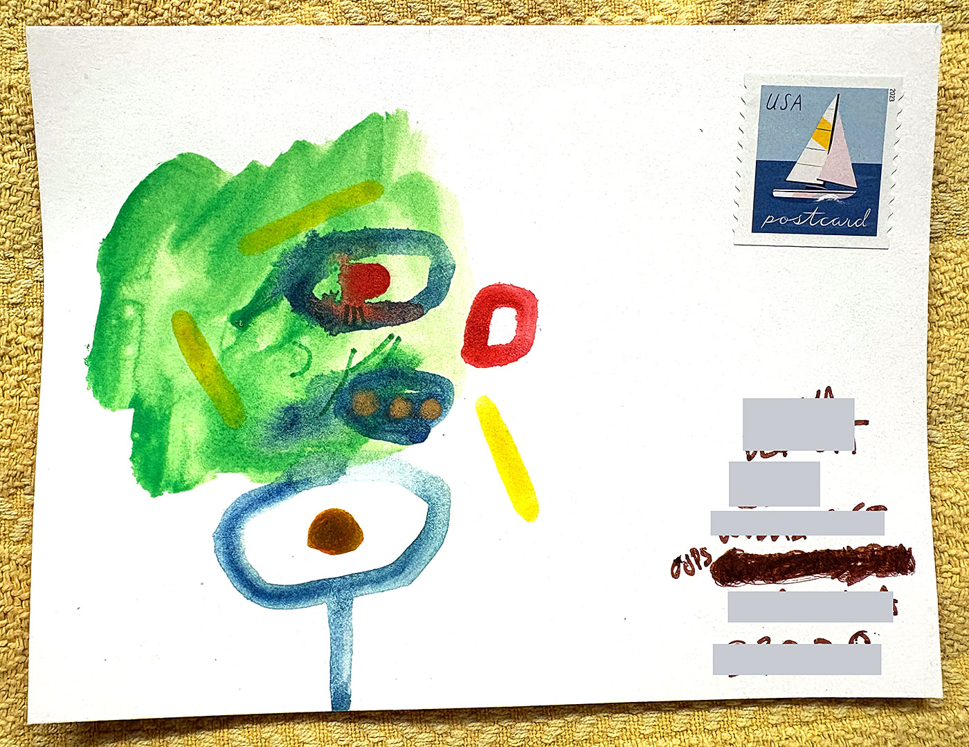 Postcard drawing sent to send cheer