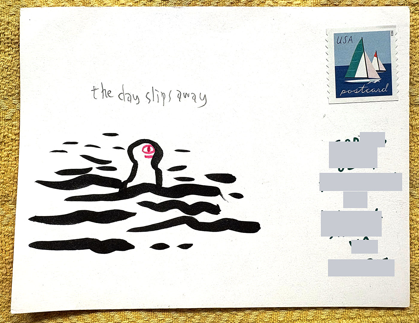 Postcard drawing sent to send cheer