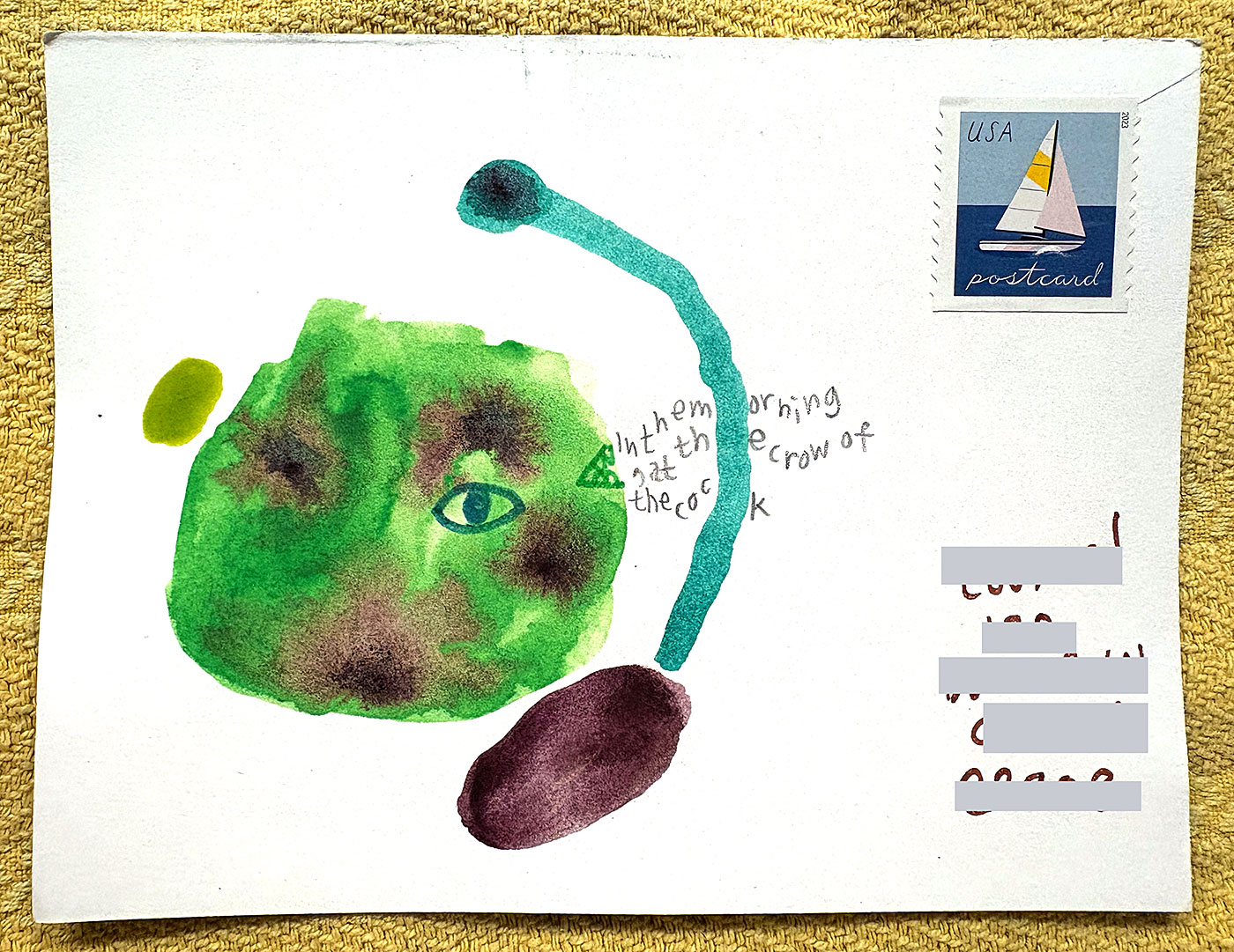 Postcard drawing sent to send cheer