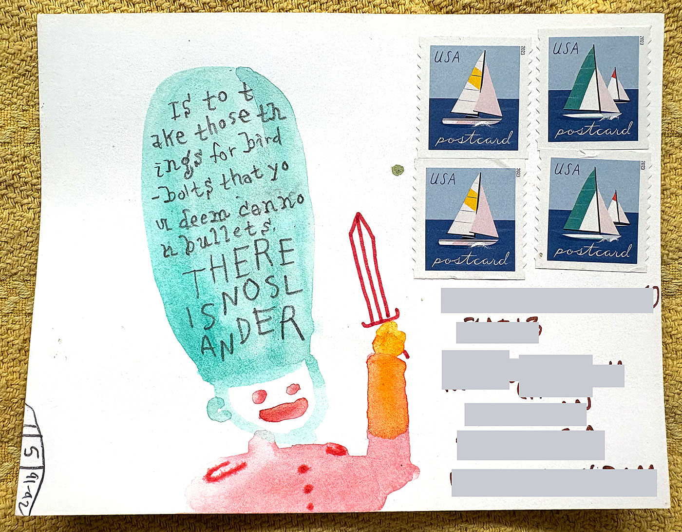 Postcard drawing sent to send cheer