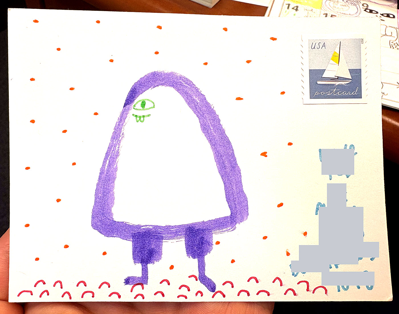Postcard drawing sent to send cheer